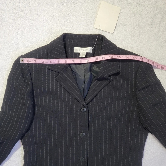 NWT Petite Sophisticate Classic Black Pinstripe 4 Button Blazer Jacket Size 12P - Picture 9 of 12